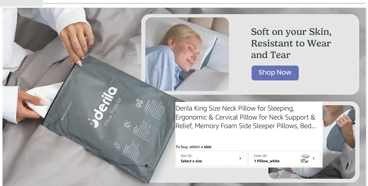 Derila Pillows checkout page